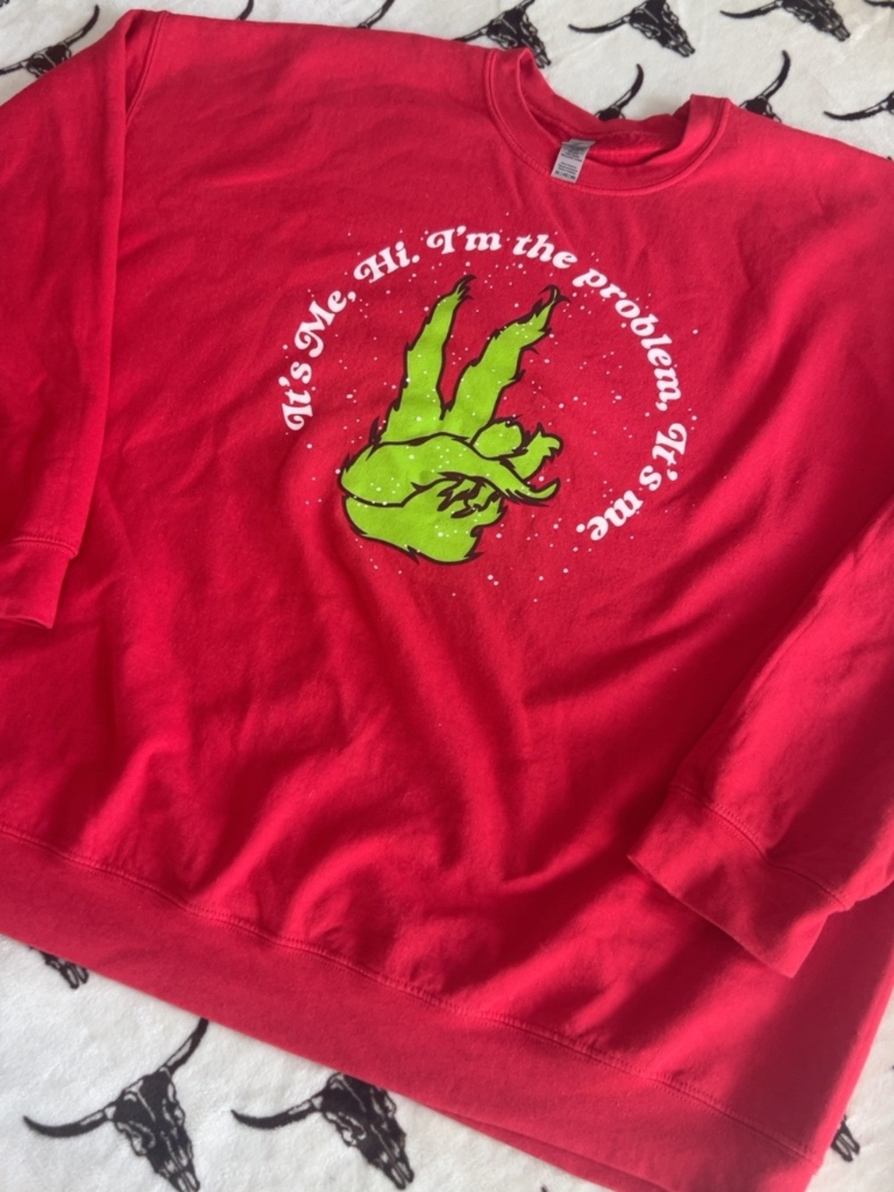 Gildan Grinch Christmas Sweatshirt It’s Me Hi I’m the Problem Red 3XL